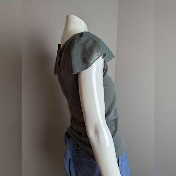 Naf Naf Sheer Sleeve Keyhole Back Top – Size Small - Picture 7 of 12